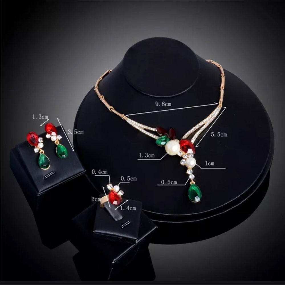 🔥2/$40🔥18K Gold Plated Crystal Pearl Jewelry Set - Picture 6 of 6